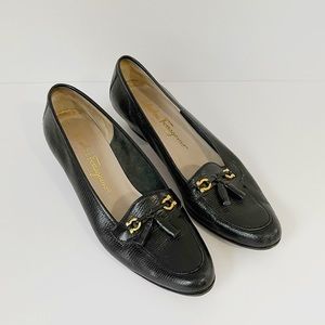Salvatore Ferragamo Boutique Black Tassel Loafers Leather Size 9